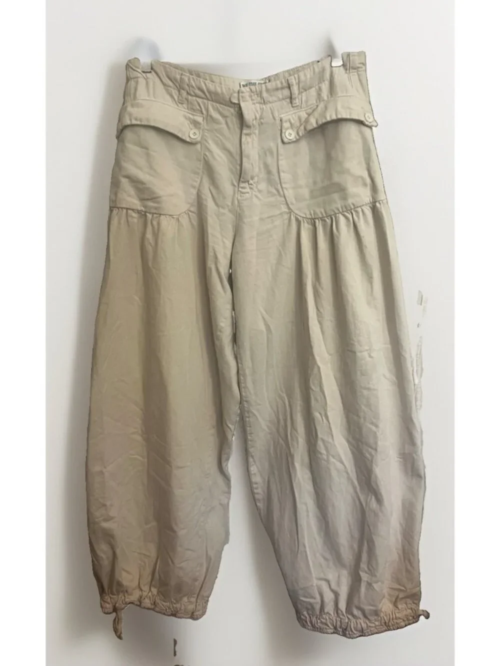 Free People Lotus Parachute Pants Almond Milk Boho Denim Pants Size 30.    H